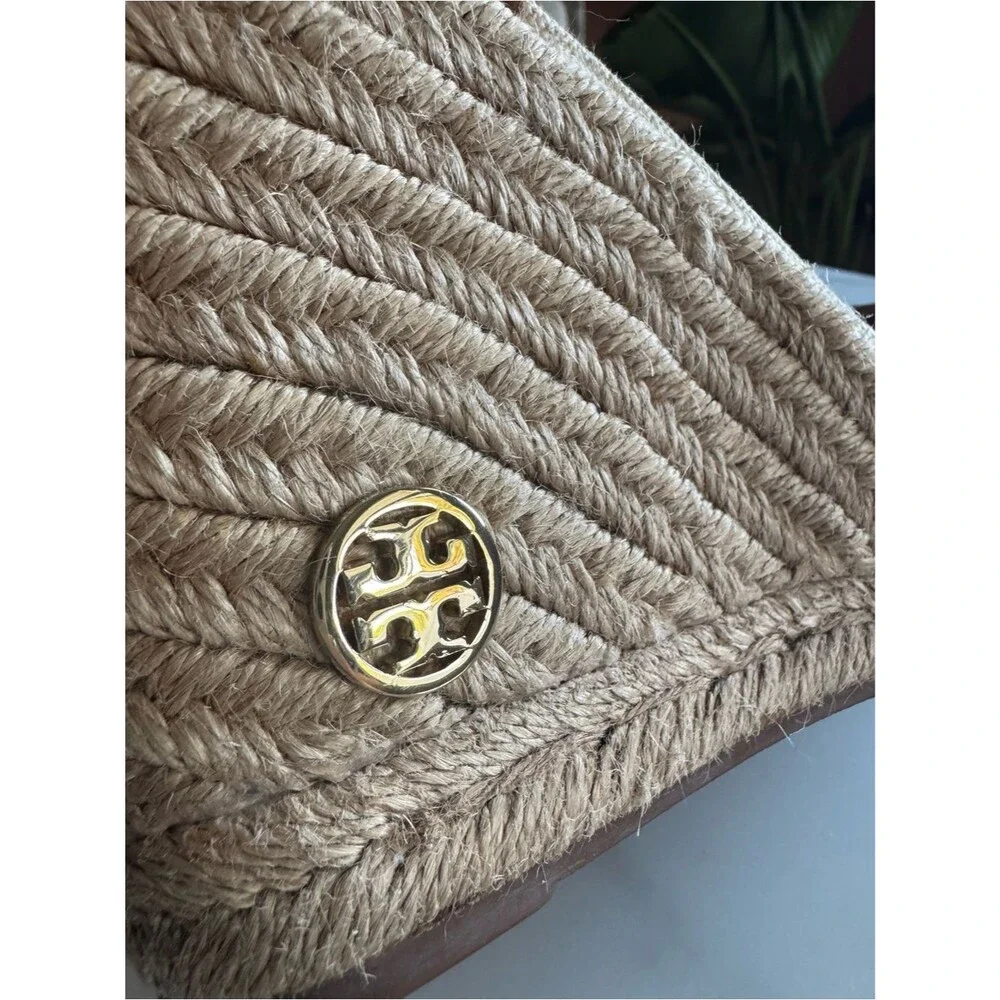 Tory Burch Navy Fringe Espadrille Wedge Sandals Coastal Resort 11